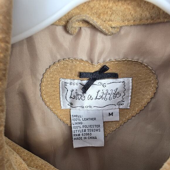 Vintage Live A Little Tan Leather Western Cowgirl Festival Button Up Shirt Sz M - Picture 2 of 9